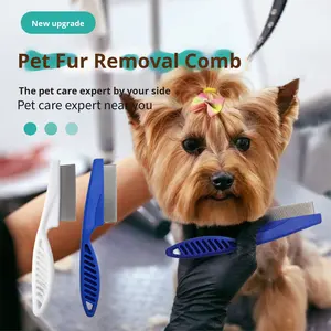 مشط للبراغيث للكلاب والقطط، أداة تمشيط وإزالة الشعر، مشط ذو أسنان دقيقة متوافق مع مجفف الحمام - Product Image 2
