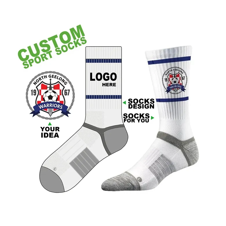 Venta caliente logotipo personalizado acolchado Athletic Sports Crew Calcetines compresión diseñador marcas famosas antideslizante hombres calcetines deportivos