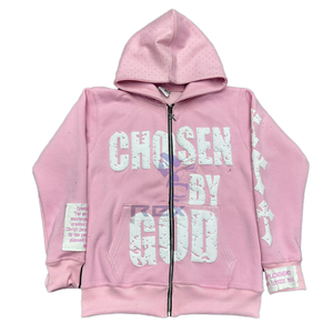 Custom Oversized Graphic <b>Zip</b> Up Hoodie Heavyweight Cotton Blend Streetwear Full <b>Zip</b> <b>Hooded</b> Sweatshirt Unisex OEM ODM Wholesale - Product Image 1