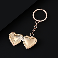 Ywyougang Porte-clés double cœur ouvrable, boîte photo, pendentif, porte-clés en métal, breloque de sac, cadeau