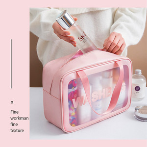 Sac de toilette transparent en PVC imperméable personnalisé Amiqi, pour le voyage, le rangement des cosmétiques et du maquillage, avec fermeture éclair - Product Image 2
