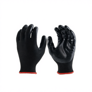 Custom Building Polyester <b>Knitted</b> Breathable Safety Work Nylon Nitrile Coated Palm Dipped Hand <b>Gloves</b> Size L for Industry - Product Image 4