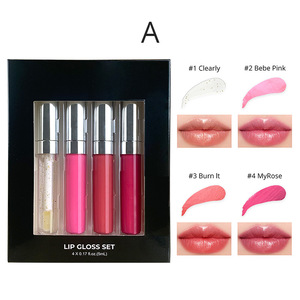 Ensemble de gloss à lèvres minéral teinté naturel végétalien à marque privée, effet magique longue durée, brillant, 4 pièces/ensemble, soin hydratant pour les lèvres - Product Image 2