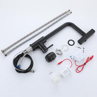 Robinet de cuisine universel à extraction pivotante, monotrou, moderne, noir brossé, acier inoxydable 304, chaud/froid, à induction