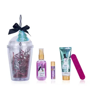 Hot Sale Bad Spa Set Met Nagelvijl Body Mist Body Lotion Lip Cream Bad Cadeau Set Voor Kerstcadeau