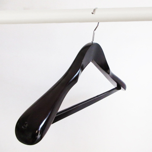 Exquisite Contoured Chocolate Finish Solid Wood Chrome Hook VIP Lounge Dark Brown Wood <b>hangers</b> manufacturer - Product Image 3