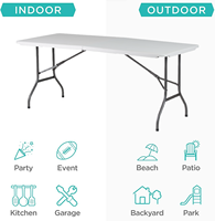 Table pliante rectangulaire en plastique portable de haute qualité de 6 pieds au design moderne pour pique-nique en plein air