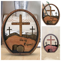 Ornement de scène de la nativité de Jésus en bois fait à la main pour décorations d'anniversaire de Pâques de Noël religieux Art déco pour mariage
