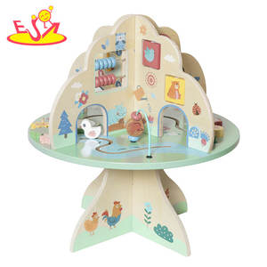 Giocattolo ad albero Multi-attività in legno <span class=keywords><strong>con</strong></span> labirinto di <span class=keywords><strong>perline</strong></span>, ingranaggi, orologio, selezionatore di forme e <span class=keywords><strong>puzzle</strong></span> di animali per bambini W12D751 - Product Image 3