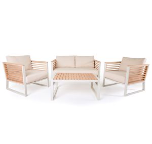 Ensemble de 4 canapés en aluminium Mobilier de jardin Ensemble de canapés d'angle de jardin Caractéristiques résistantes aux intempéries pour l'extérieur - Product Image 1