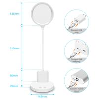 Lampe de bureau LED à col de cygne avec commande tactile, moderne, en ABS, 3 modes de couleur, intensité variable en continu, flexible à 360°, support pour stylo et téléphone