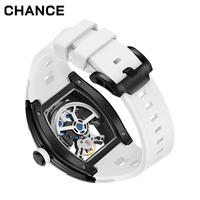 Chance JC-9-198G-6 Offre Spéciale cadran creux montre automatique 30m étanche lumineux bracelet en silicone montre mécanique pour hommes en gros