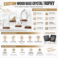 Trophée en cristal sur base en bois massif, entièrement personnalisé avec impression UV, pour récompense d'employé d'exception