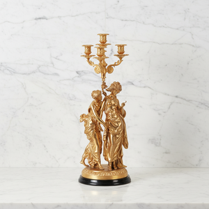 Candélabre en laiton doré style français, <span class=keywords><strong>5</strong></span> bras, avec figurines classiques masculines et féminines, pour décoration intérieure et religieuse - Product Image 4