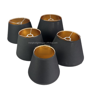 Nero (esterno) + oro (interno) tessuto in PVC <span class=keywords><strong>paralume</strong></span> pieghevole KD D15/25/30/35/40cm <span class=keywords><strong>paralume</strong></span> in tessuto creativo E27/E26/<span class=keywords><strong>E14</strong></span> - Product Image 1