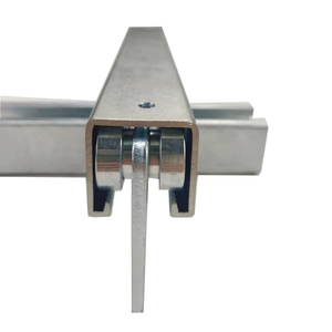 Roue roulante suspendue Acier Double Roue Rail <span class=keywords><strong>Chariot</strong></span> Suspendu Argent Piste Coulissante Rouleau canal roue unistrut <span class=keywords><strong>chariot</strong></span> - Product Image 2