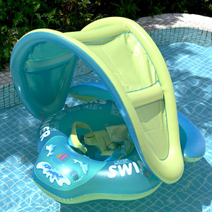 Anillo de natación para bebés de 0 a 12 meses, anillo de cuello antiasfixia con toldo para niños pequeños en la piscina - Product Image 1