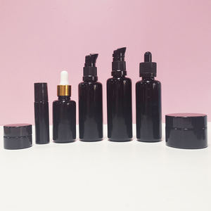 Más vendido 30ml 50ml 100mL Tarro de crema de vidrio <span class=keywords><strong>violeta</strong></span> Hermosa botella cosmética oscura - Product Image 5