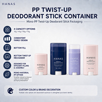 Дезодоранты-стики Private Label: индивидуальный дизайн, монопластиковые, перерабатываемые (PCR), с нижней загрузкой, разные объемы (15г, 40г, 50г, 75г), овальные, с поворотным механизмом, для косметики