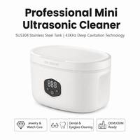 GT-F2 Pembersih Ultrasonik Mini Elektrik untuk Gigi Rumah Tangga Tangki Baja Tahan Karat Kontrol Digital 43kHz Kapasitas 0.6L Jam Tangan 30W