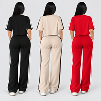 T-shirt et pantalon personnalisés avec logo privé, haute qualité, faible MOQ, fabricant en gros, ensemble deux pièces pour femmes