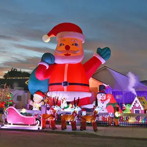 Christmas Lawn Advertising Inflatable Santa Claus with Gift Bag for Xmas New Year Holiday
