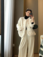Manteau élégant à capuche en fausse fourrure de style français pour femme, veste courte douce, vêtement d'extérieur de luxe pour l'hiver
