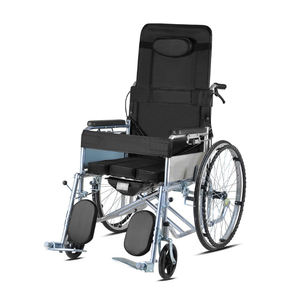 Silla portátil de ruedas plegable reclinable manual ligera de gran oferta con inodoro y respaldo alto - Product Image 2