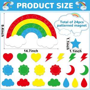 Grand ensemble de tri magnétique pour la reconnaissance des couleurs, aimants arc-en-ciel pour réfrigérateur, autocollants magnétiques éducatifs - Product Image 3