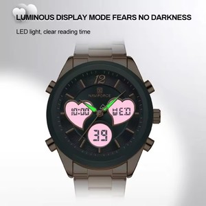 Naviforce Quay Số Thạch Anh Analog LCD Kỹ Thuật Số Đồng Hồ Phụ Nữ Đồng Hồ Thiết Kế Độc Đáo Của Trái Tim Shapedfashion Giản Dị Của Phụ Nữ Quà Tặng Đồng Hồ - Product Image 2
