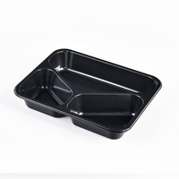 Contenants jetables pour repas, micro-ondables, en plastique CPET, boîtes d'emballage pour salades, 3 compartiments, barquettes alimentaires CPET
