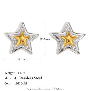 Pendientes de tuerca vintage Chapado en oro de 18 quilates/chapado en oro rosa pendientes de declaración geométricos de acero inoxidable para mujer - Product Image 5