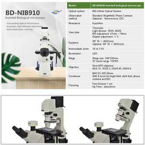 Microscopio a fluorescenza invertito Boshida BD-NIB910 con <span class=keywords><strong>obiettivo</strong></span> APO e illuminazione a LED a contrasto di fase - Product Image 2