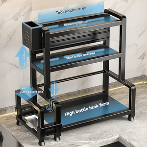 Étagère à épices multi-niveaux en acier au carbone robuste, organisateur de <span class=keywords><strong>rangement</strong></span> <span class=keywords><strong>pour</strong></span> comptoir de <span class=keywords><strong>cuisine</strong></span>, <span class=keywords><strong>pour</strong></span> bouteilles d'assaisonnements et ustensiles - Product Image 5