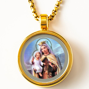 GIVELUCK Ciondolo <span class=keywords><strong>Cristiano</strong></span> 3D Dipinto a Mano di <span class=keywords><strong>San</strong></span> Giuda Taddeo Tsatsa, Collana Unisex in Acciaio Inossidabile Placcato Oro 18K con Resina - Product Image 4
