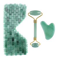 Masseur facial en jade naturel Luma et rouleau Gua Sha, ensemble de masque pour les yeux en quartz rose de qualité supérieure