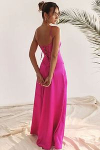 Style européen et américain Spaghetti Strap femmes Maxi <span class=keywords><strong>robe</strong></span> <span class=keywords><strong>de</strong></span> <span class=keywords><strong>soirée</strong></span> Satin Fuchsia Sexy dos nu fête <span class=keywords><strong>robe</strong></span> moulante - Product Image 6