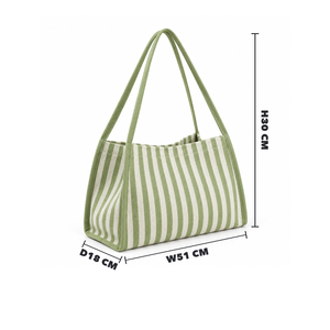 Sac fourre-tout rayé en toile avec poignées, personnalisation ODM OEM, BSCI, sac de shopping multi-usages en toile - Product Image 1