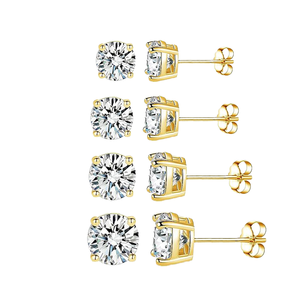 Boucles d'oreilles en or 18 carats avec diamants de laboratoire certifiés IGI 1 carat, couleur D, 4 griffes, bijoux unisexes - Product Image 1