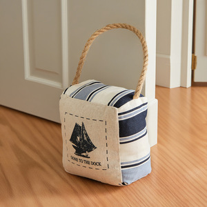 Butée de porte carrée en coton et lin, design côtier, artisanat décoratif pour la maison - Product Image 3