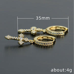 Pendientes de Aro con Cruz de Oro Blanco E682 con Cristales de Estrás Engastados, Joyería Religiosa Unisex - Product Image 6