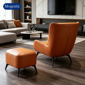Modern Brown PU Leather Ergonomic Swivel Accent Chair with Metal Base for Living Room Dining Home Office & Hotel Lobby - Product Image 3