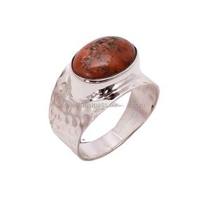 Bijoux indiens faits à la main en argent sterling 925 bagues turquoise en cuivre orange en vrac en gros pour les mariages et les fêtes - Product Image 1