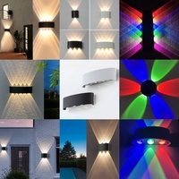 Applique murale LED extérieure étanche IP65, boîtier en aluminium, finition noir et blanc, luminaire mural pour jardin et patio, éclairage blanc chaud