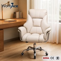 Fauteuil de bureau ergonomique inclinable et pivotant en cuir, avec repose-pieds pliable, réglable, pour intérieur, vente en gros