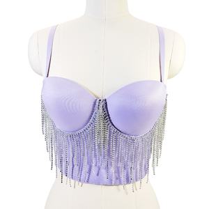 <span class=keywords><strong>Tenue</strong></span> de scène de <span class=keywords><strong>style</strong></span> camisole pour groupe de filles coréennes, avec paillettes violettes, Kim Ji-ni, Lisa Park Chae Young, Kim Hyun - Product Image 5