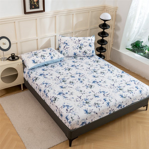 Parure de draps de luxe en microfibre égyptienne 200 fils, motif floral rayé, ultra douce, écologique, poches profondes, 3 pièces, vente en gros - Product Image 6