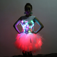 Costume de performance LED blanc pour femme, avec batterie rechargeable, lumineux, inspiré des robots, pour scène, rave, danse, taille personnalisée