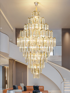 Lampu gantung, tempat lilin besar LED kristal emas bulat dekorasi pernikahan lorong gantung Hotel ruang tamu Modern - Product Image 3