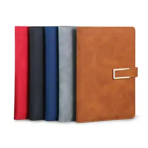 New Product A5 Red Green Blue Gray Brown Pu Soft Surface Metal Magnetism Custom Business Notebooks Diary Notepads Journals